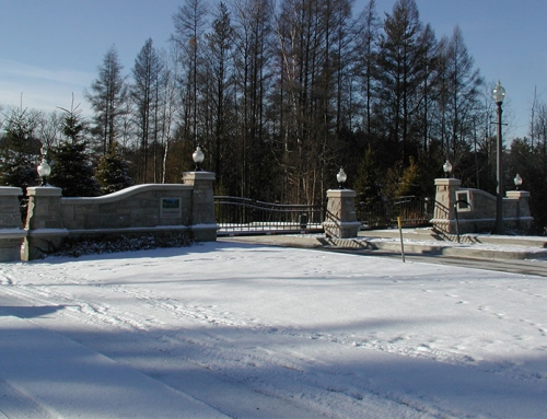 Slide Gate w/Masonry Columns for Gated Community